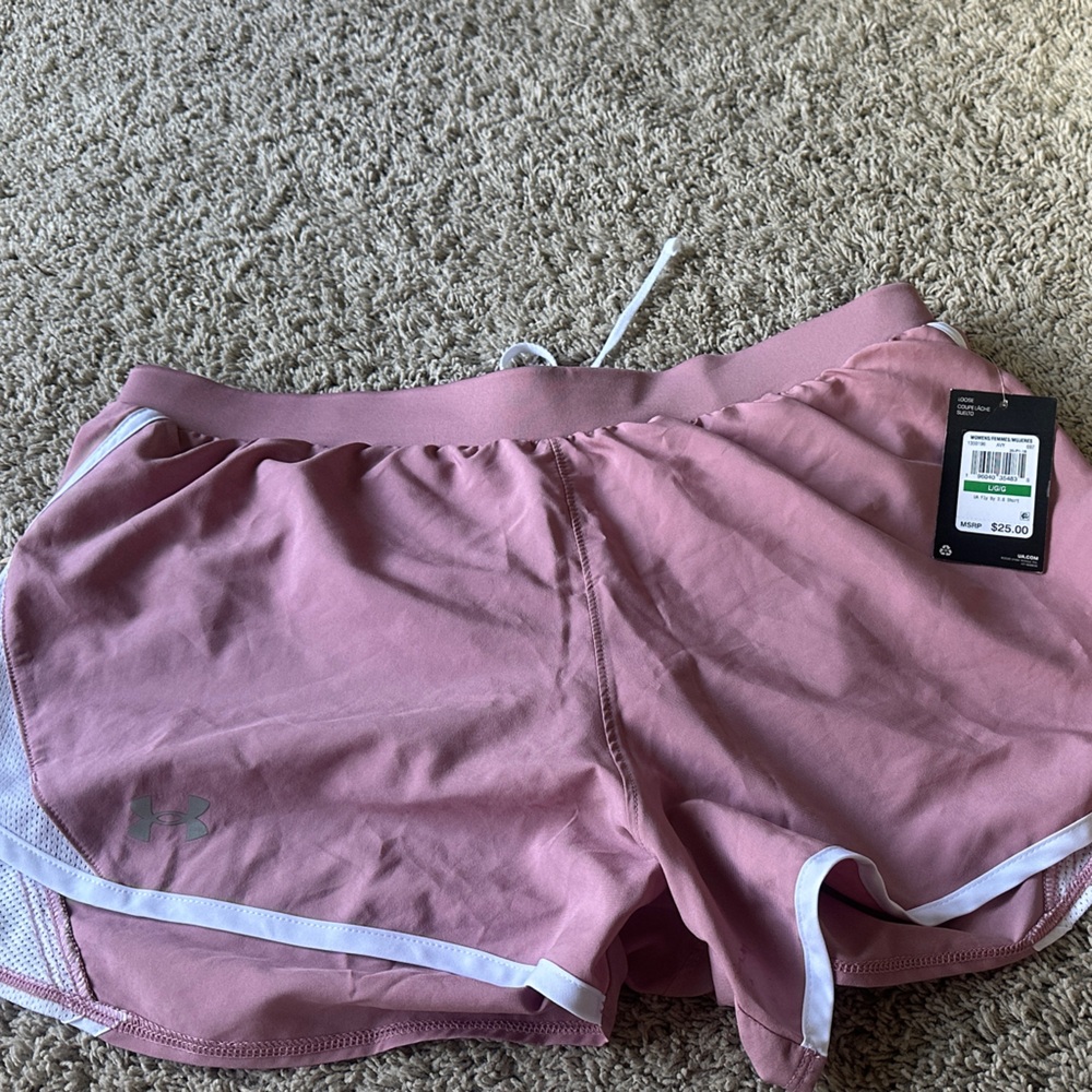 Under Armour Dusty Rose Running Shorts with White Trim